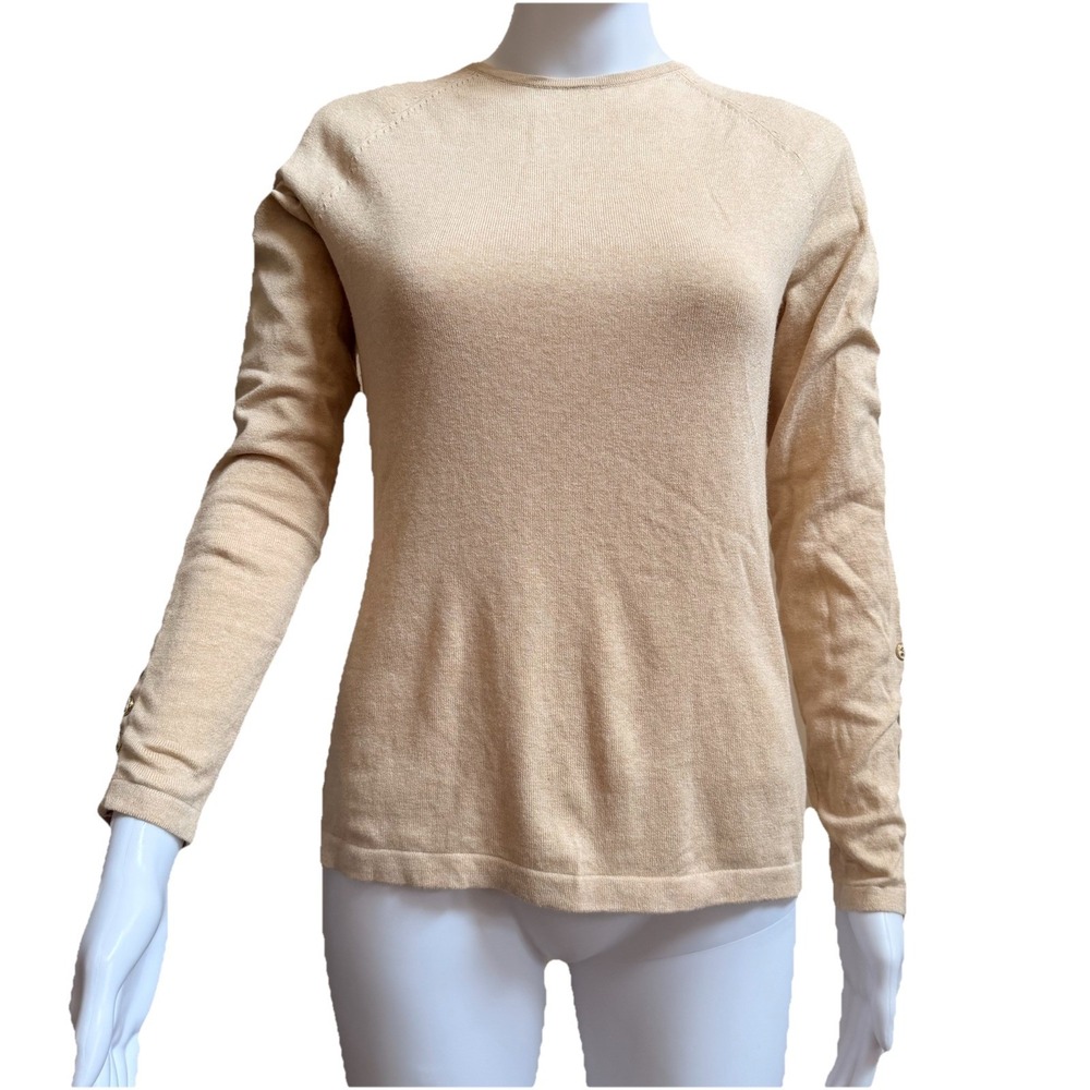 J. McLaughlin Jamey Sweater Size XSmall in Heather Oatmeal Neutral Cotton Beige